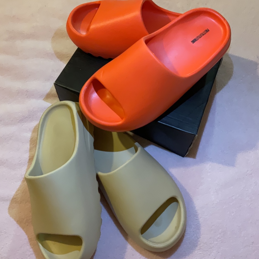 PrettyLittleThing Orange and Beige Slide Sandals